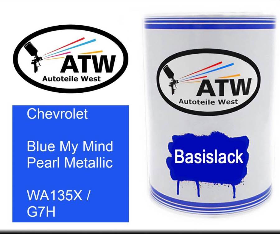 Chevrolet, Blue My Mind Pearl Metallic, WA135X / G7H: 500ml Lackdose, von ATW Autoteile West.